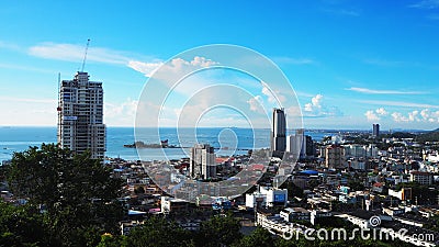 Blue sky with Sriracha city in the sunny day Editorial Stock Photo