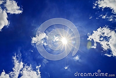 Blue Sky Sun Clouds Stock Photo