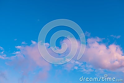 Blue sky at sunset with pink clouds background nature Stock Photo