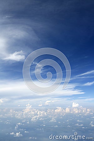 Blue sky view from aircraft airplane Stock Photo