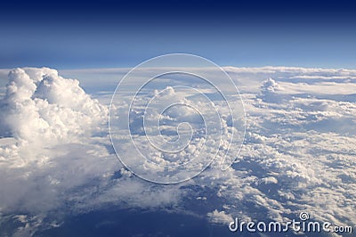 Blue sky view from aircraft airplane Stock Photo