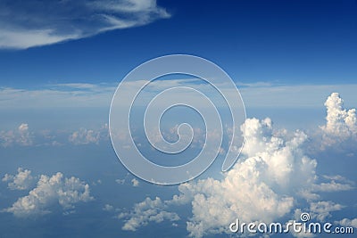 Blue sky view from aircraft airplane Stock Photo