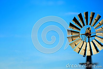 Blue Sky Vintage Windmill Abstract Background Stock Photo