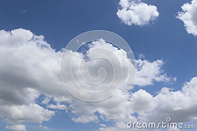 Blue sky and white cloud backgrounds and textures closeup, nature creates. Stock Photo