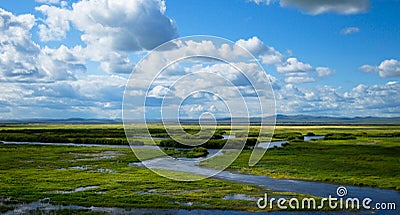 The blue sky white cloud of wetlands Stock Photo