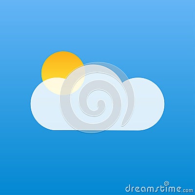 blue sky white cloud yellow sun weather Vector Illustration