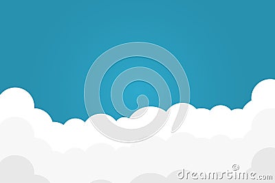 Blue sky with white clouds background. Vector Illustration