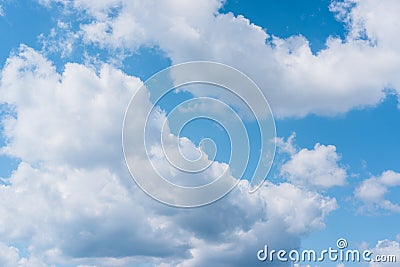 Blue sky and white clouds. Clear clear sky, good weather Stock Photo