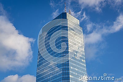 Blue Skyscraper in Warsaw Editorial Stock Photo