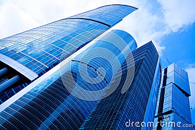 Blue skyscrapers business centre in Moscow Stock Photo