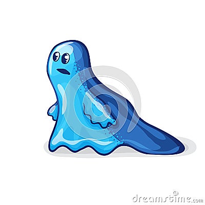 Blue slimy monster Vector Illustration