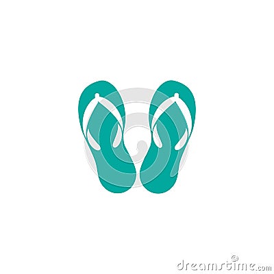 Blue slippers. Pair of flip flops, summer time vacation attribute, shoes. Vector Illustration