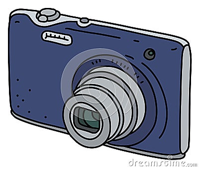 The blue small digital compact camera Vector Illustration