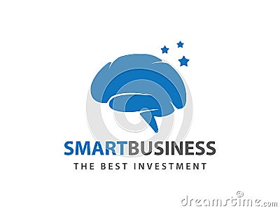 Blue smart star brain vector logo design Vector Illustration