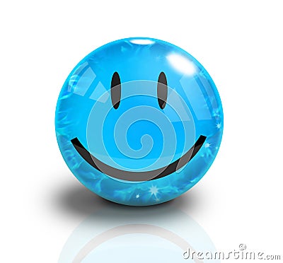 Blue Smiley 3D Happy Face Stock Photo