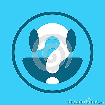 Blue smiley face icon with question mark Vector Illustration