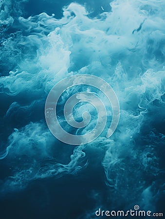 blue smoke rising from the surface of the water Stock Photo