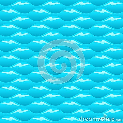 Blue smooth water waves seamless vector texture or pattern Vector Illustration