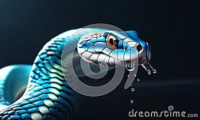 Blue venomous snake illustration with lifelike detail Stock Photo