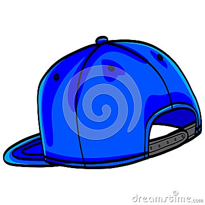 Blue Snapback Baseball Cap Hat Backward Illustration Vector Vector Illustration