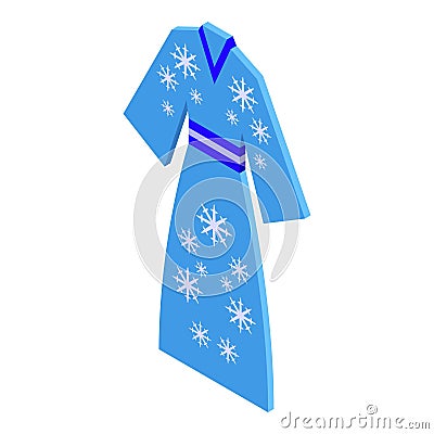 Blue snowflake kimono icon isometric vector. Japan geisha Vector Illustration