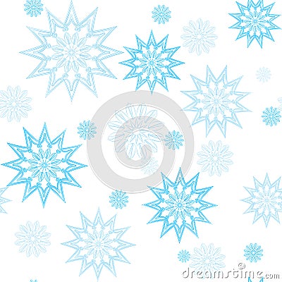 Blue snowflake mandala pattern. Vector Illustration