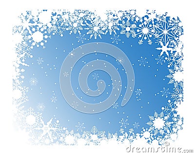 Blue snowflakes frame Vector Illustration