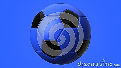 Blue soccer ball on blue background. Cartoon Illustration