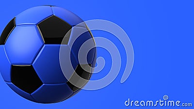 Blue soccer ball on blue text space. Cartoon Illustration