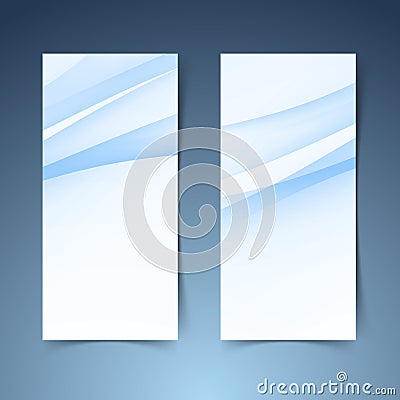 Blue soft line wave vertical banner set Vector Illustration