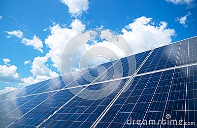 Blue solar panels. Stock Photo