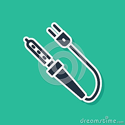 Blue Soldering iron icon isolated on green background. Vector Vector Illustration