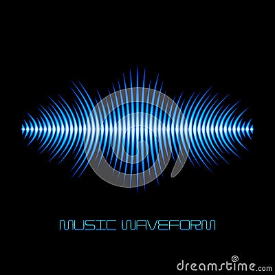 Blue sound waveform with sharp edges Vector Illustration