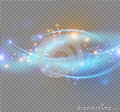 Blue sparks and stars glitter special light effect. Sparkling magic dust particles.Light flare special effect with rays Vector Illustration