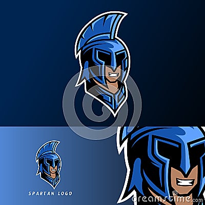 Blue spartan warior mascot gaming sport esport logo template with mask Vector Illustration