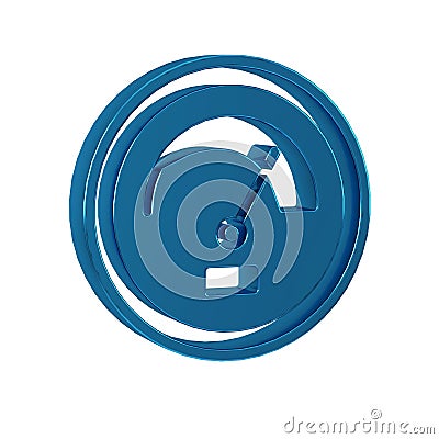 Blue Speedometer icon isolated on transparent background. Stock Photo