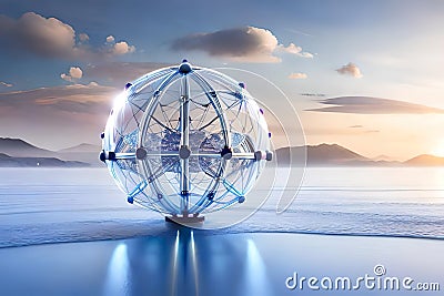 Blue sphere of molecules Stock Photo