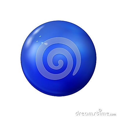 Blue sphere, ball. Mock up of clean round the realistic object, orb icon. Design decoration round shape, geometric simple, figure Vector Illustration