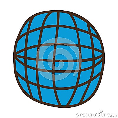 blue sphere with meridians and mesh Cartoon Illustration