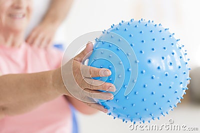 Blue spiked massage ball Stock Photo