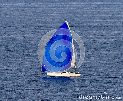 Blue Spinnaker On Lake Michigan Editorial Stock Photo