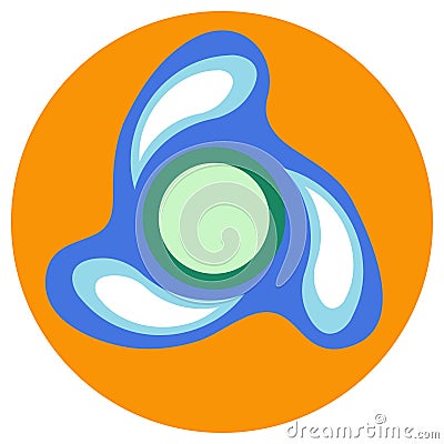 Blue spinner with blue drops on the blades Vector Illustration