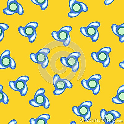 Blue spinner with blue drops. Patterm Vector Illustration