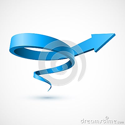 Blue spiral arrow 3D Vector Illustration