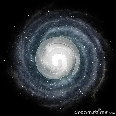 Blue spiral galaxy against black space Stock Photo