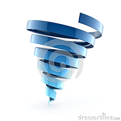 Blue spiral ribbon 3d rendering Cartoon Illustration