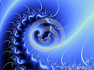 Blue Spiral Wave Fractal Swirl Stock Photo