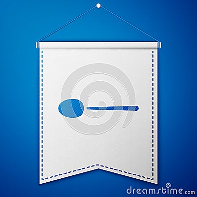 Blue Spoon icon isolated on blue background. Cooking utensil. Cutlery sign. White pennant template. Vector Illustration Vector Illustration