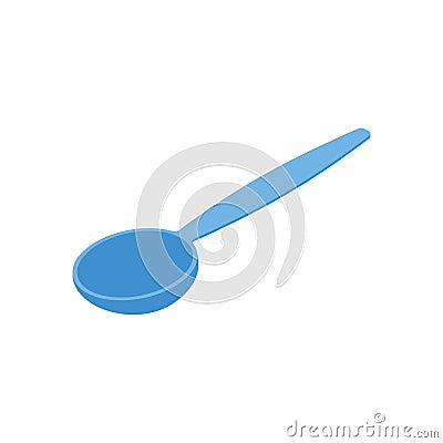 Blue Spoon isolated isometry. Cutlery on white background Vector Illustration