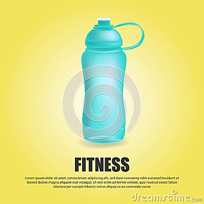 Blue sport bottle vector sportive water bottled drink thermo and fitness plastic energy beverage sporting set of bottling flask Vector Illustration